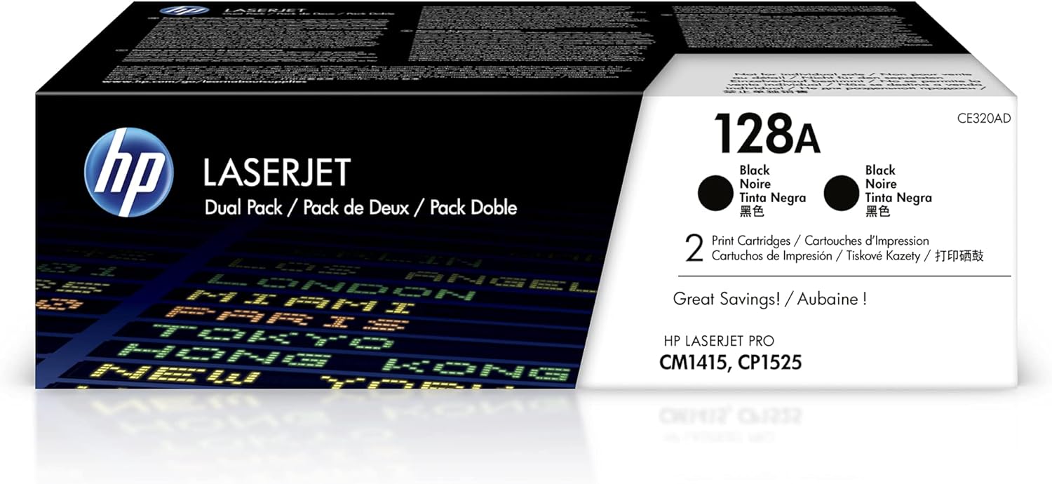 HP 128A 2-pack Black Original LaserJet Toner Cartridges - CE320AD