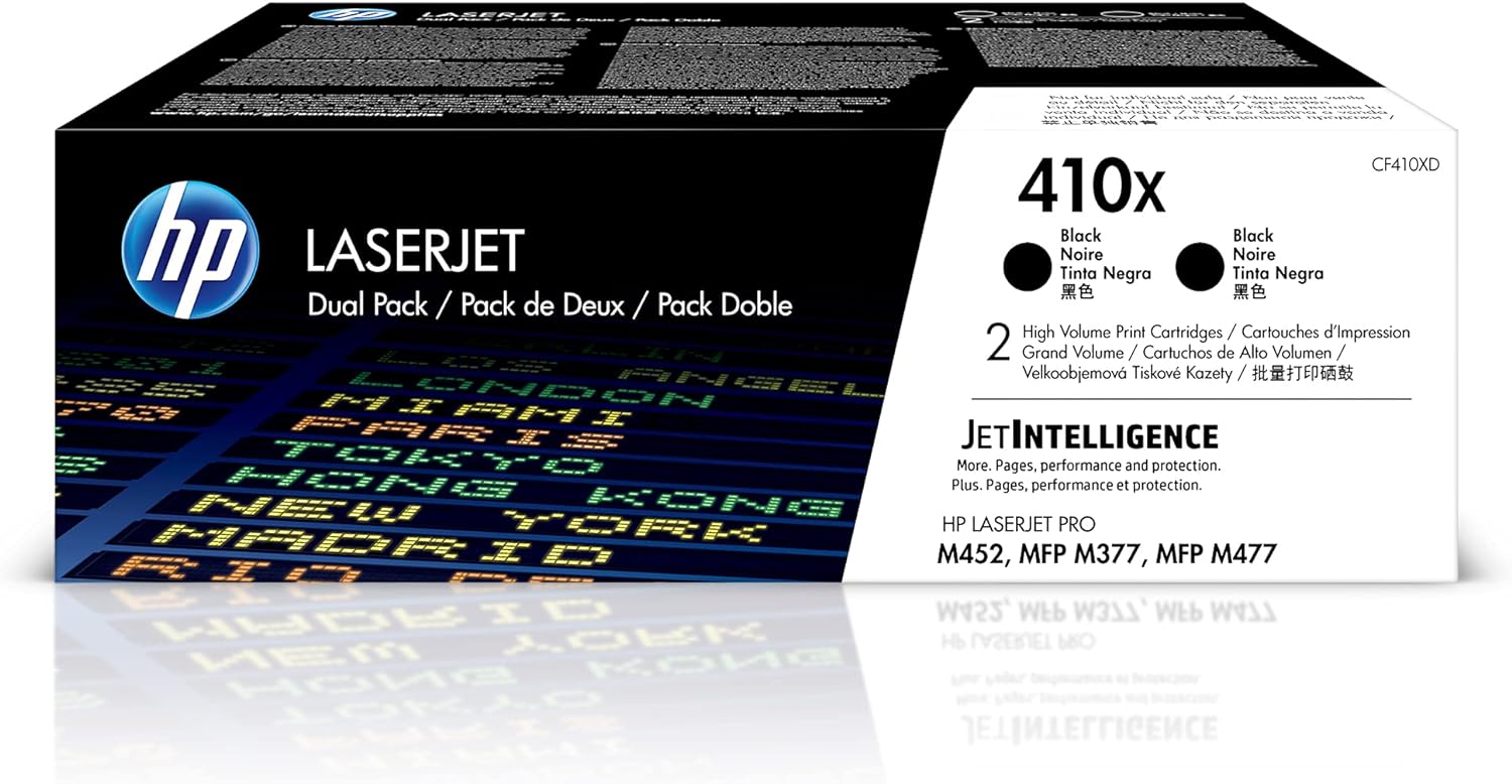 HP 410X 2-pack High Yield Black Original LaserJet Toner Cartridges - CF410XD