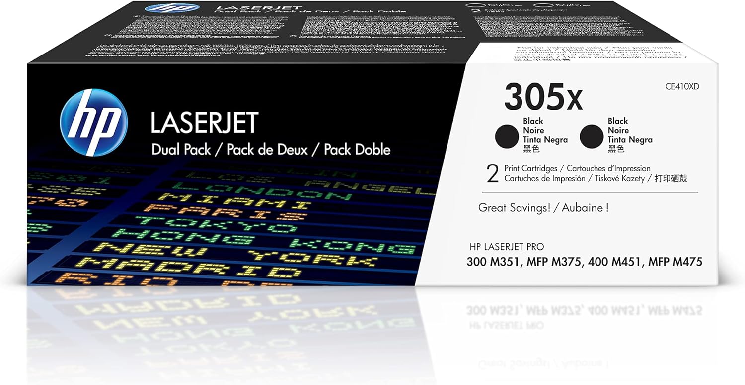 HP 305X 2-pack High Yield Black Original LaserJet Toner Cartridges - CE410XD