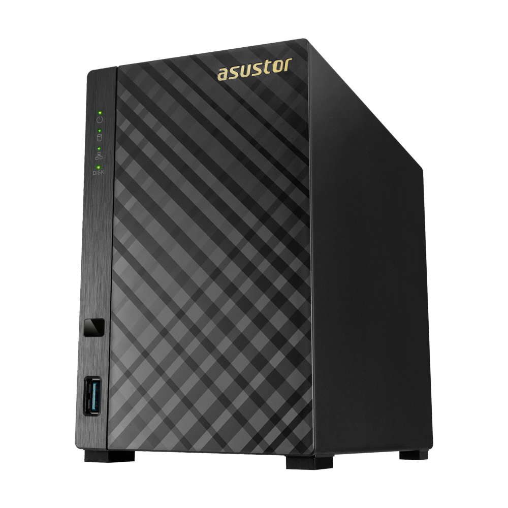 Asustor v2-2 Bay NAS + Free exFAT License, 1.6GHz Dual-Core, 512MB RAM, Network Attached Storage, Personal Private Cloud (Diskless) - AS1002T