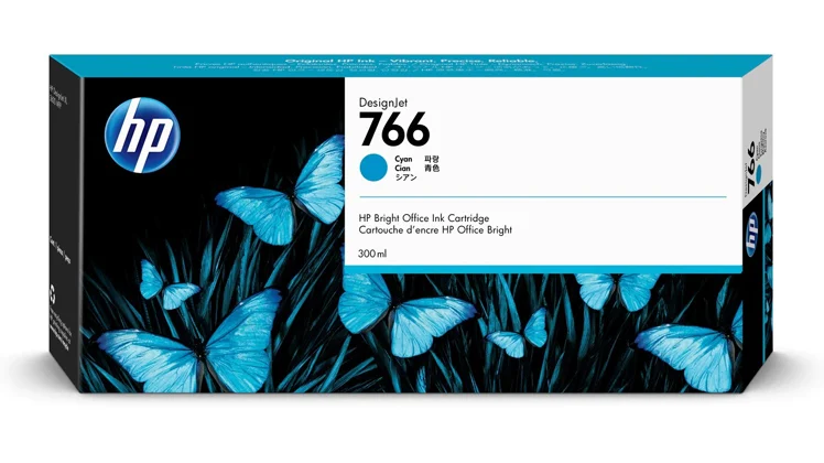 HP 766 300-ml Cyan DesignJet Ink Cartridge - P2V89A