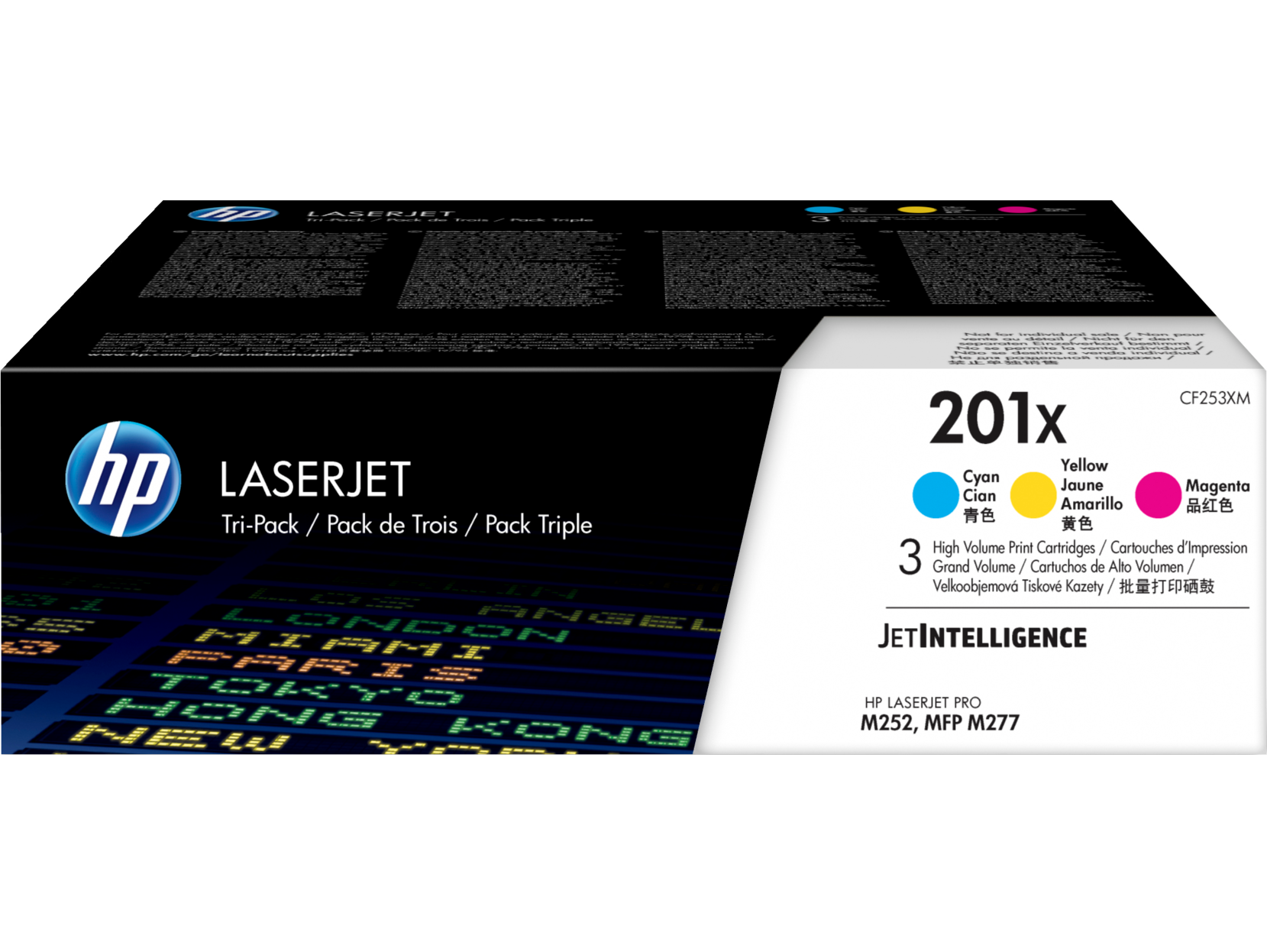 HP 201X 3-pack High Yield Cyan/Magenta/Yellow Original LaserJet Toner Cartridges - CF253XM